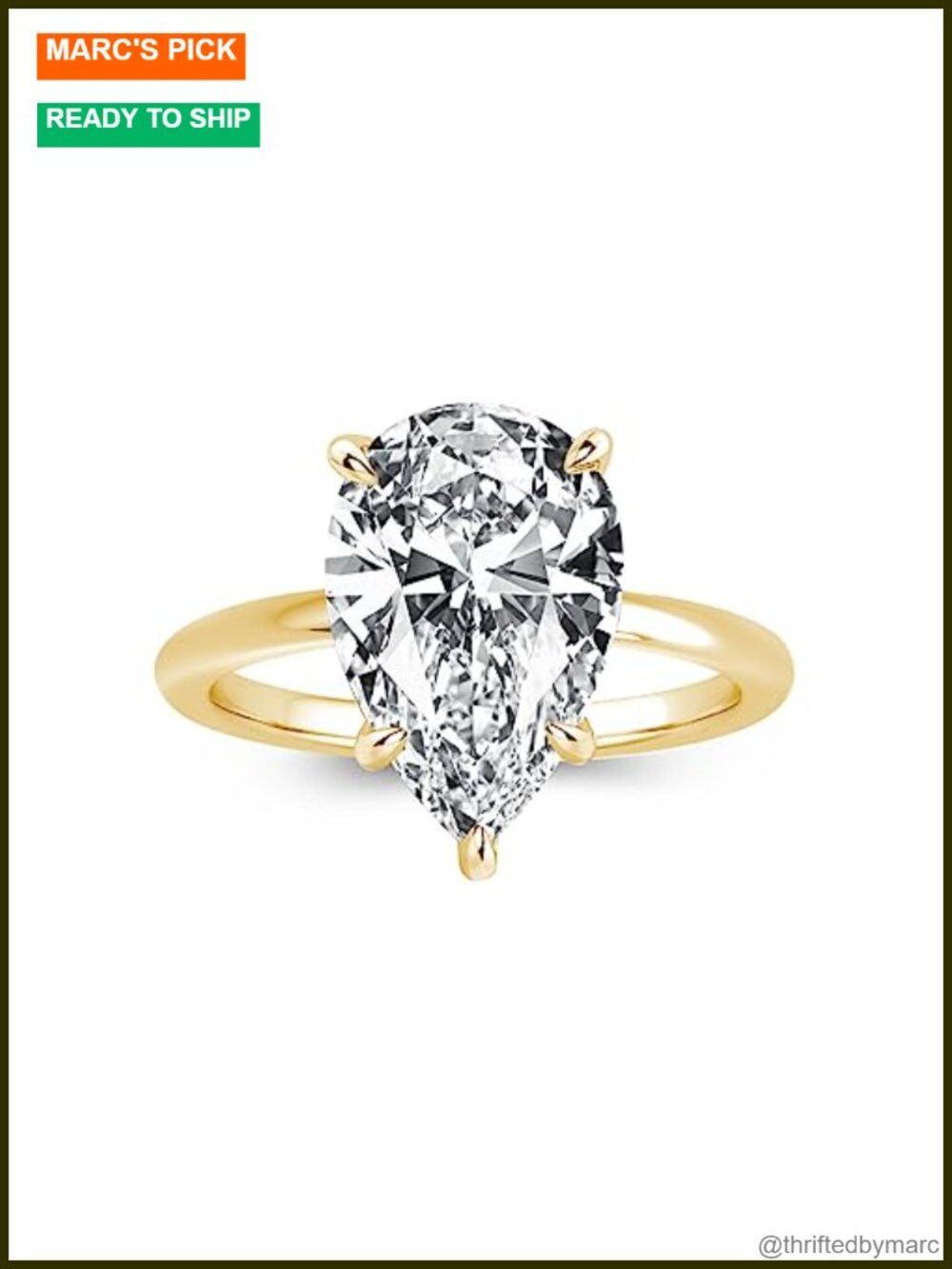 Pear Shaped Engagement Ring 925 Sterling Silver Promise Ring